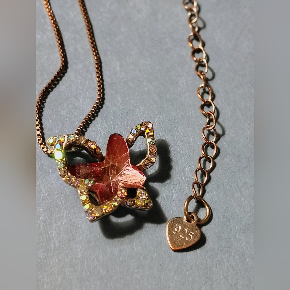 Vintage 925 Sterling Silver Butterfly Necklace